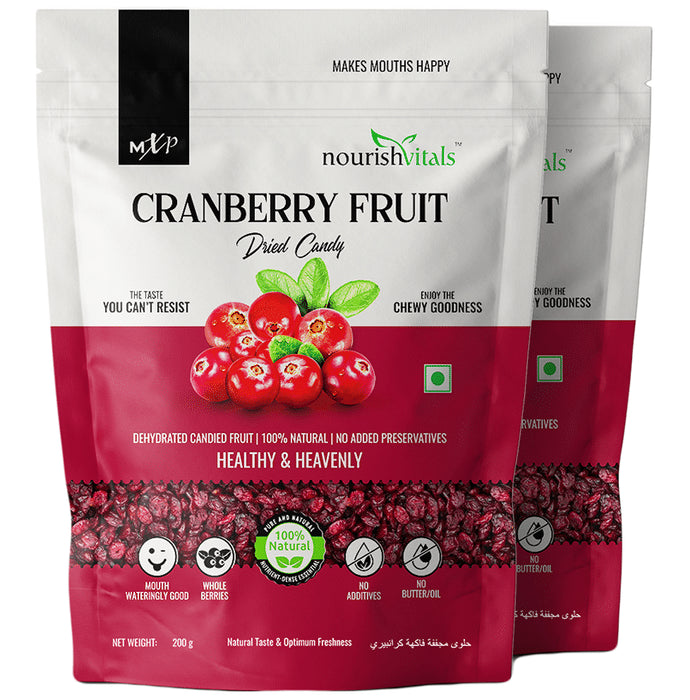 NourishVitals Cranberry Fruit Dried Candy (200gm Each) - Classic Derma