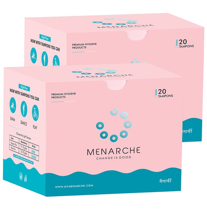 Menarche 100% Organic Cotton Tampons (20 Each) Regular Flow - Classic Derma