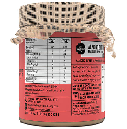 The Butternut Co. Almond Butter Blanched Unsweetened Crunchy