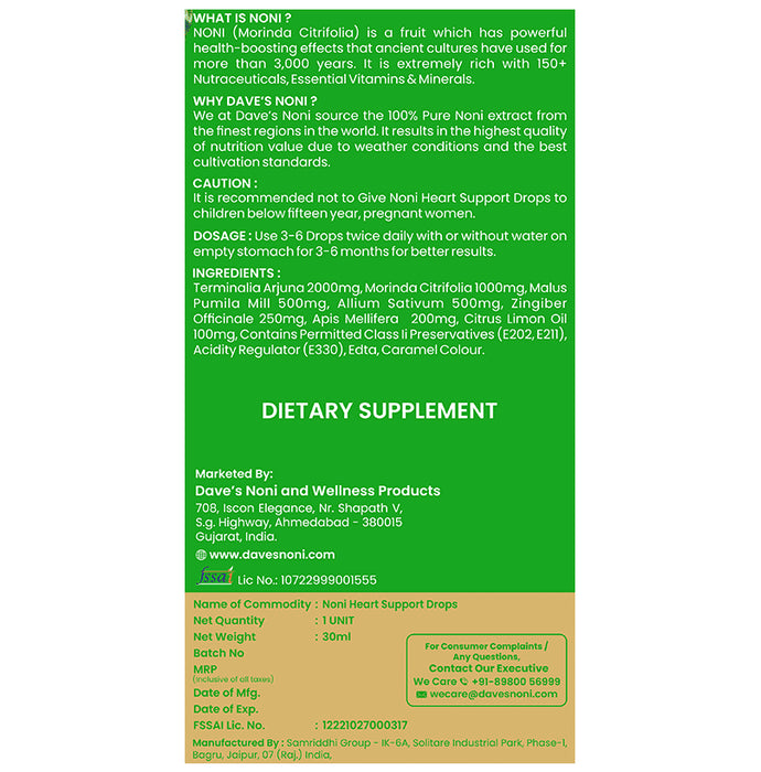 The Dave's Noni Heart Support Drops (30ml Each)