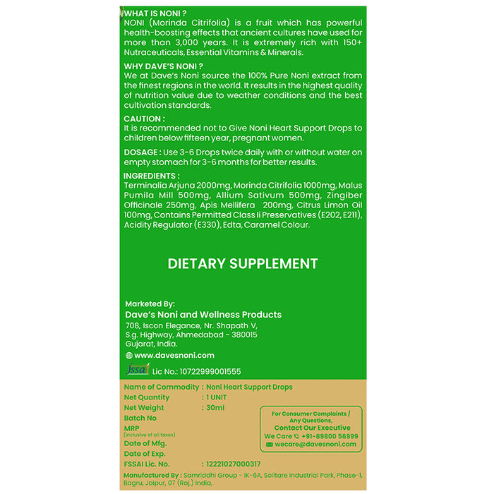 The Dave's Noni Heart Support Drops (30ml Each)
