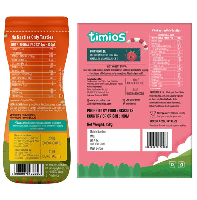 Timios Combo Pack of MELTS Carrot Cumin and Zookers Cherry Bits