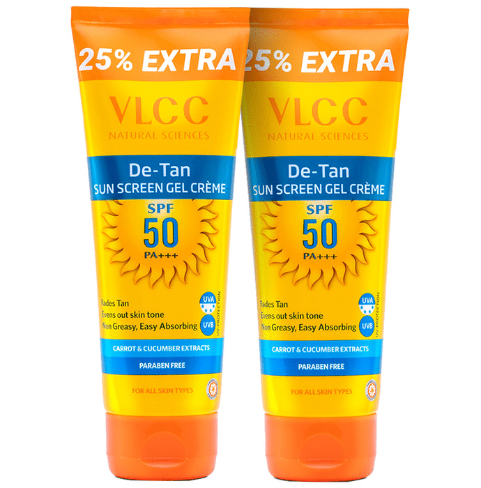 Buy VLCC Natural Sciences De-Tan Sun Screen Gel Cream (100gm Each) SPF ...
