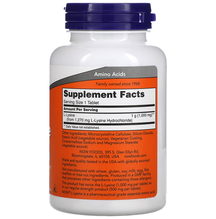 Now Foods L-Lysine 1000mg Tablet