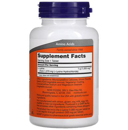 Now Foods L-Lysine 1000mg Tablet