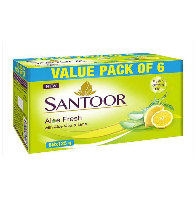 Santoor Aloe Fresh Soap (125gm Each) - Classic Derma