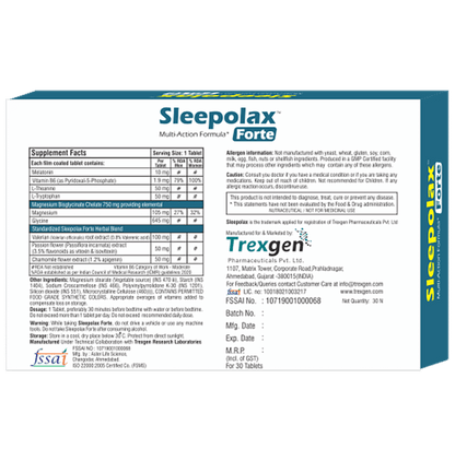 Trexgen Sleepolax Forte Sleep Aid Melatonin Complex Tablet