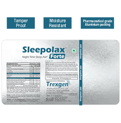 Trexgen Sleepolax Forte Sleep Aid Melatonin Complex Tablet