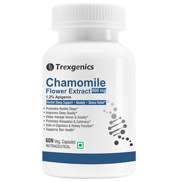 Trexgenics Chamomile Flower Extract 1.2% Apigenin 600mg Veg Capsule - Classic Derma