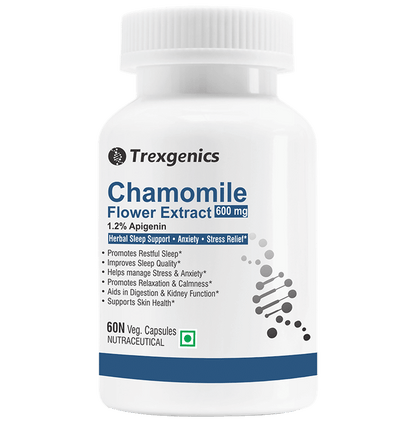 Trexgenics Chamomile Flower Extract 1.2% Apigenin 600mg Veg Capsule - Classic Derma