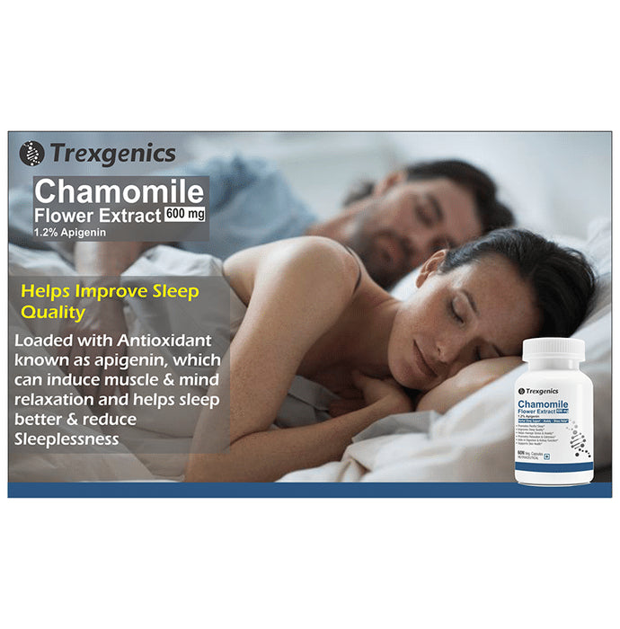 Trexgenics Chamomile Flower Extract 1.2% Apigenin 600mg Veg Capsule