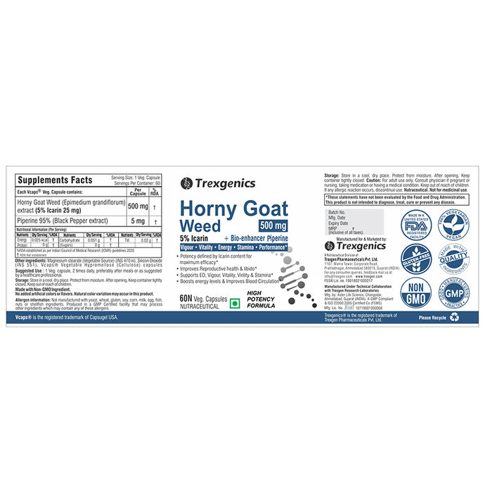 Trexgenics Horny Goat Weed Extract Veg Capsule