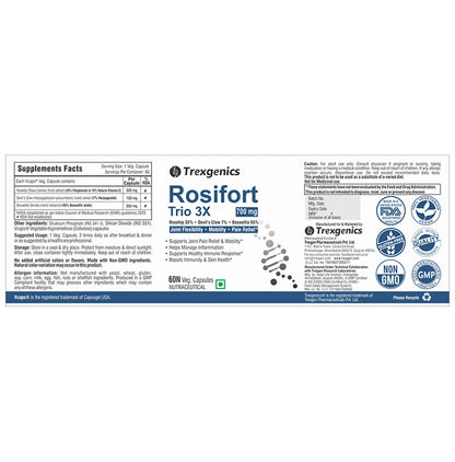 Trexgenics Rosifort Trio 3X 700mg Veg Capsule
