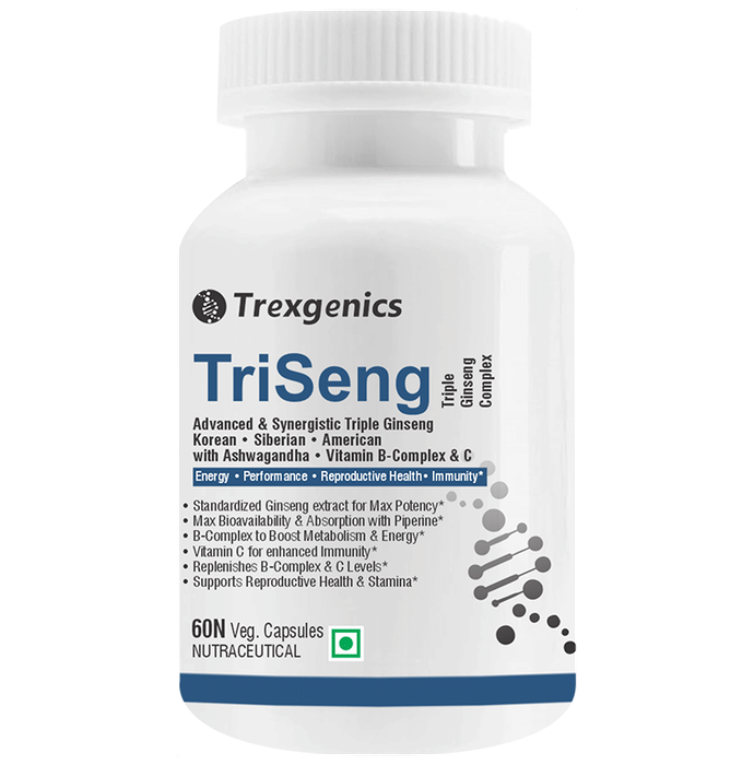 Trexgenics TriSeng Triple Ginseng B-Complex Veg Capsule - Classic Derma