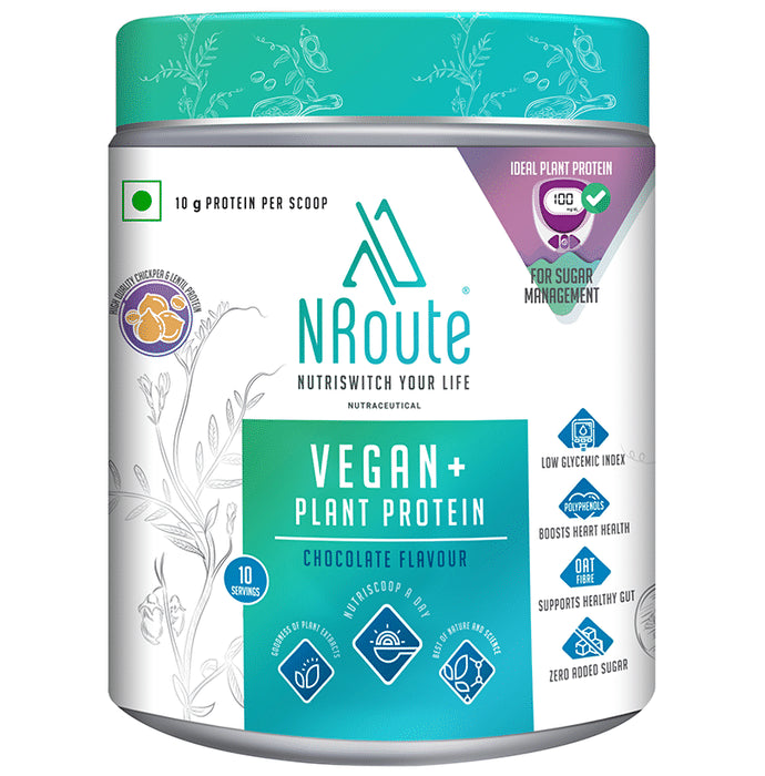 Nroute Vegan+ Plant Protein Powder Chocolate - Classic Derma