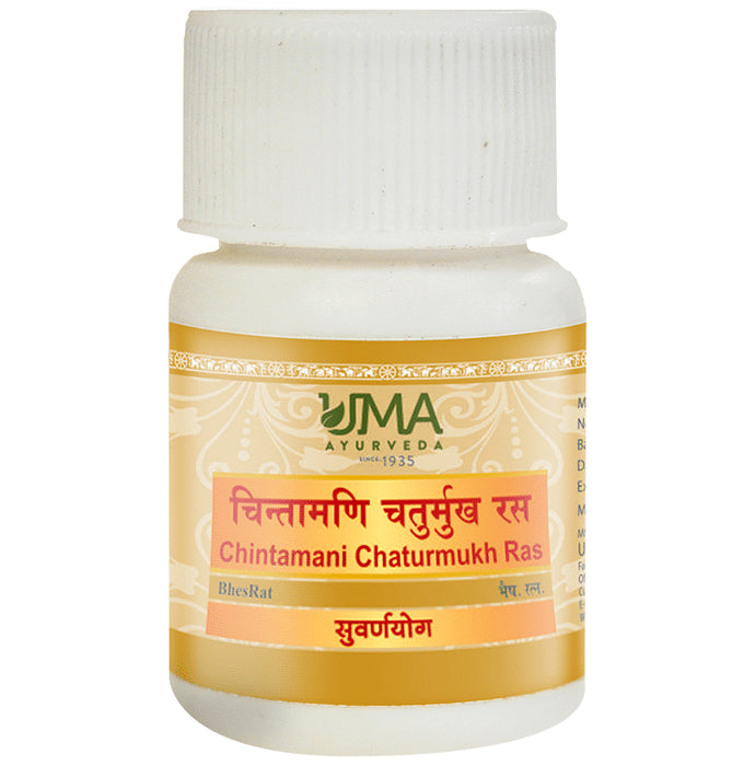 Uma Ayurveda Chintamani Chaturmukh Ras Tablet (with Gold)