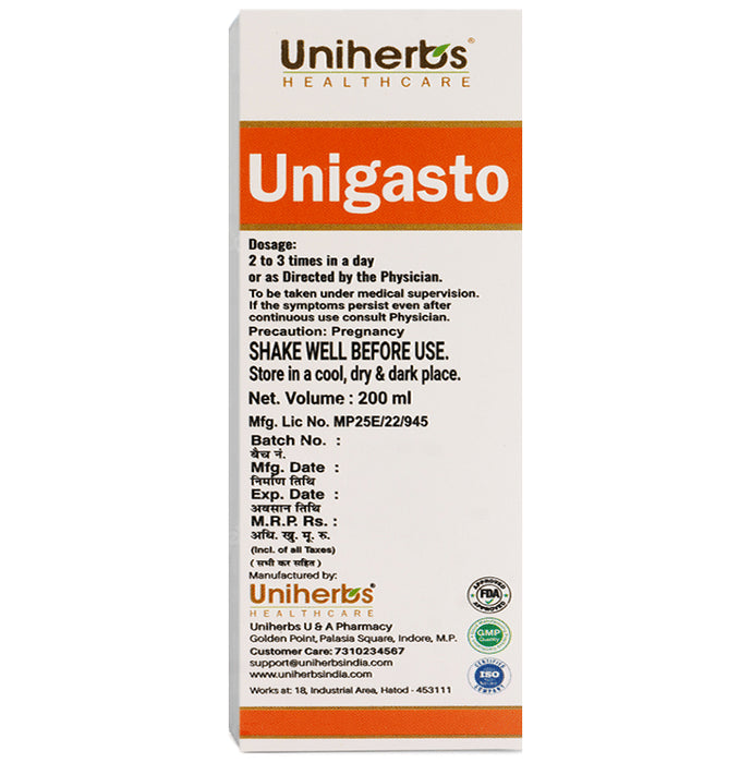 Uniherbs Unigasto Syrup Sugar Free