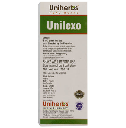 Uniherbs Unilexo Syrup Sugar Free