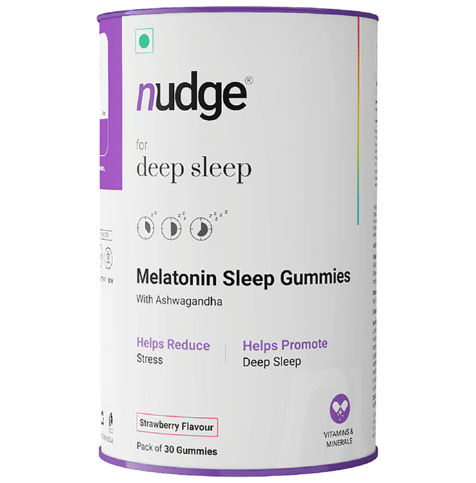 Nudge Sleep Gummies for Deep Sleep with Melatonin & Ashwagandha Strawberry - Classic Derma