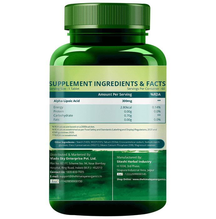 Himalayan Organics Alpha Lipoic Acid for Antioxidant Support & Blood Sugar Balance | Tablet