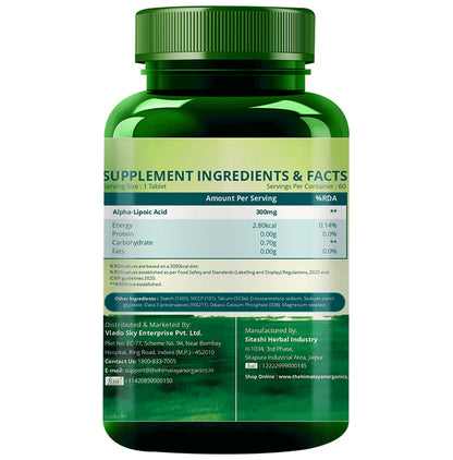 Himalayan Organics Alpha Lipoic Acid for Antioxidant Support & Blood Sugar Balance | Tablet