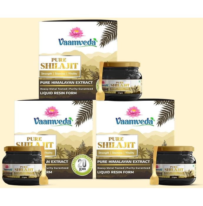 Vaamveda Pure Shilajit Resin Liquid Form (20gm Each) (20gm Each) - Classic Derma