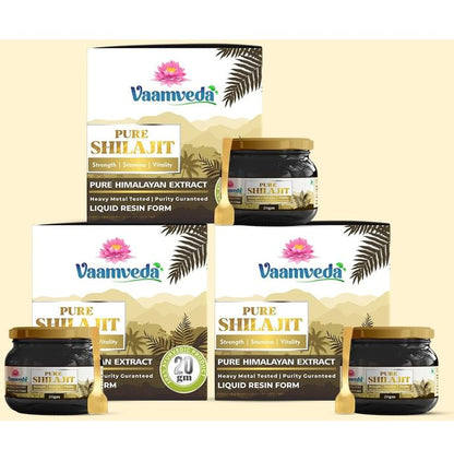 Vaamveda Pure Shilajit Resin Liquid Form (20gm Each) (20gm Each) - Classic Derma