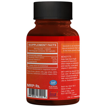 Vaastavik Rosehip Natural Vitamin C Veg Capsule