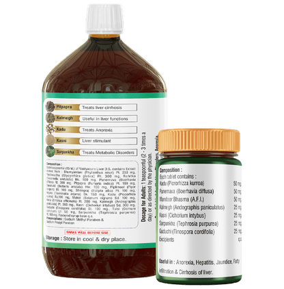 Vaidyacure Fatty Liver Detox Kit (Combo Pack of Liver 60 Capsule & Liver-D.S. 450ml Syrup)