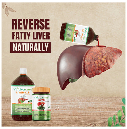 Vaidyacure Fatty Liver Detox Kit (Combo Pack of Liver 60 Capsule & Liver-D.S. 450ml Syrup)