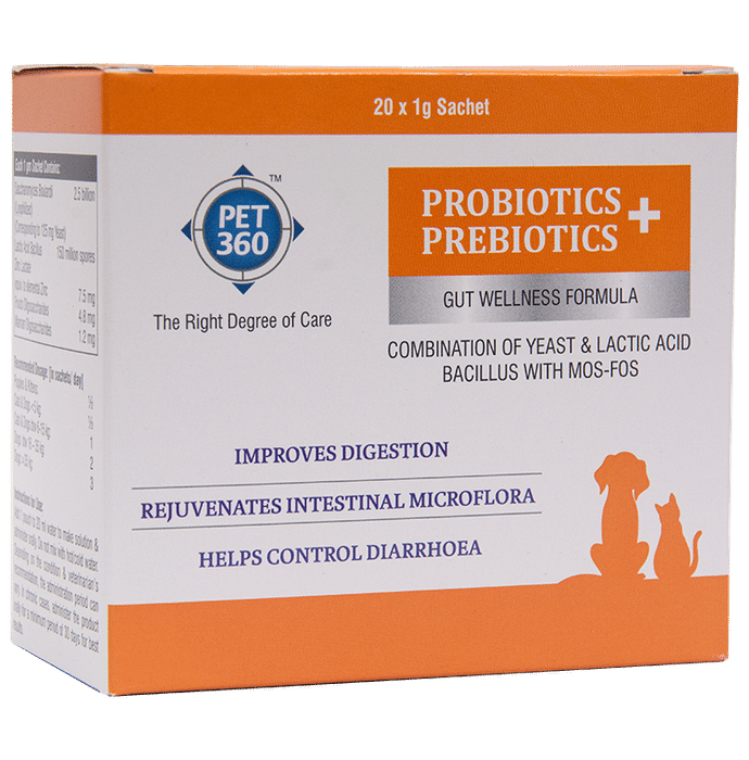 Pet 360 Probiotics + Prebiotics Gut Wellness Formula Schet (1gm Each) - Classic Derma