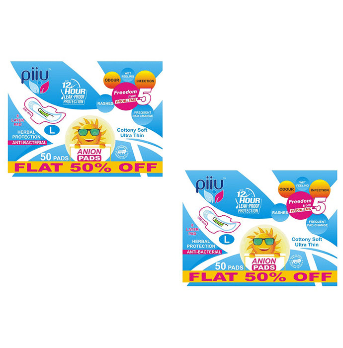 Piiu Anion Pads (50 Each) Cottony Soft Ultra Thin Large - Classic Derma
