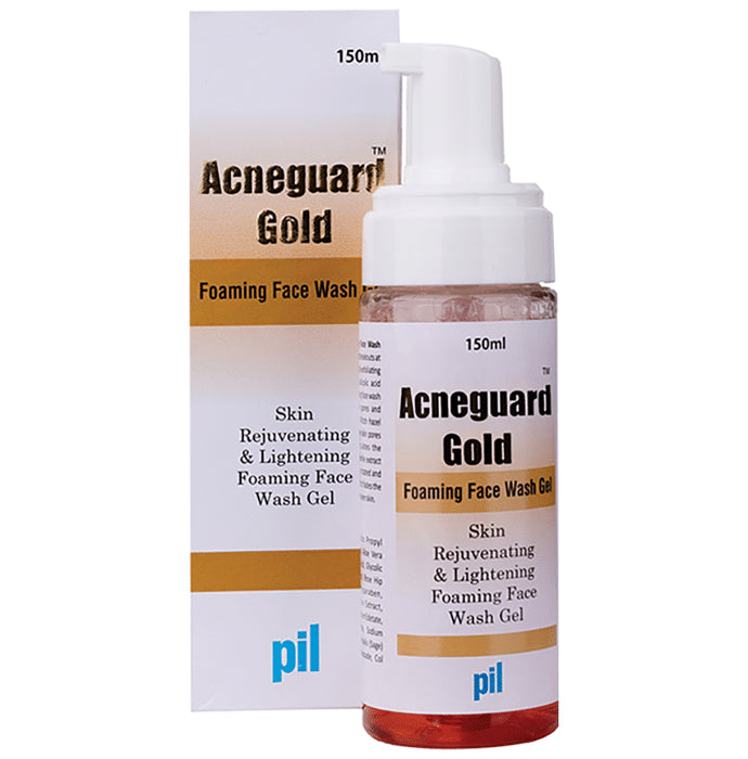 PIL Acneguard Gold Foaming Face Wash Gel - Clears Acne, Pimples & Clogged Pores - 100% Natural Ingredients - Classic Derma