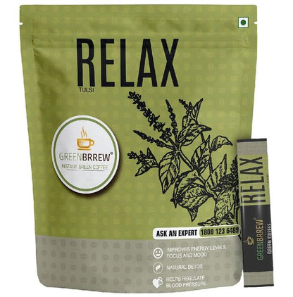 Green Brrew Relax Instant Green Coffee (1.5gm Each) Tulsi - Classic Derma