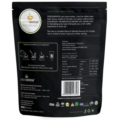 Green Brrew Relax Instant Green Coffee (1.5gm Each) Tulsi