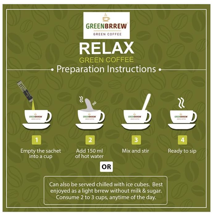 Green Brrew Relax Instant Green Coffee (1.5gm Each) Tulsi
