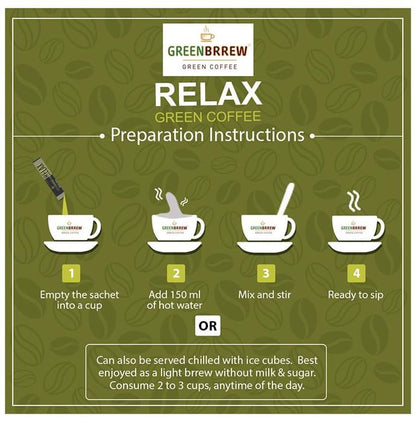 Green Brrew Relax Instant Green Coffee (1.5gm Each) Tulsi
