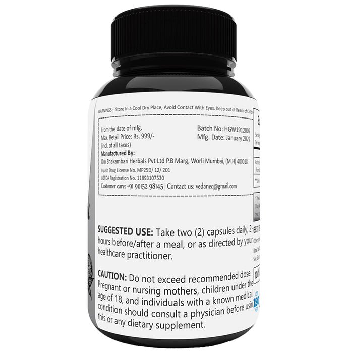 Vedaneq Activated Coconut Charcoal 500mg Tablet