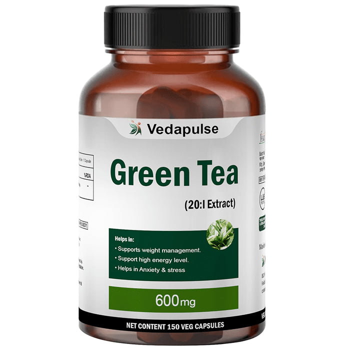 Vedapulse Green Tea 600mg Veg Capsules - Classic Derma
