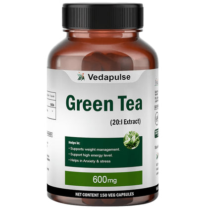 Vedapulse Green Tea 600mg Veg Capsules - Classic Derma