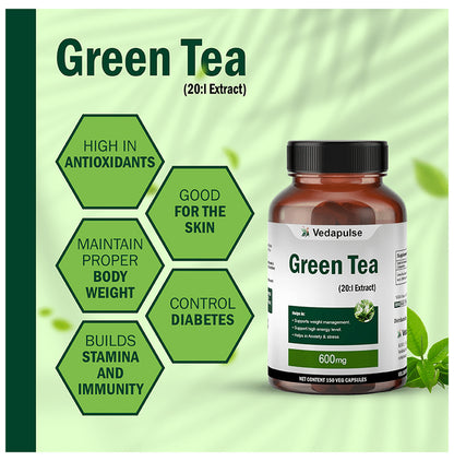 Vedapulse Green Tea 600mg Veg Capsules