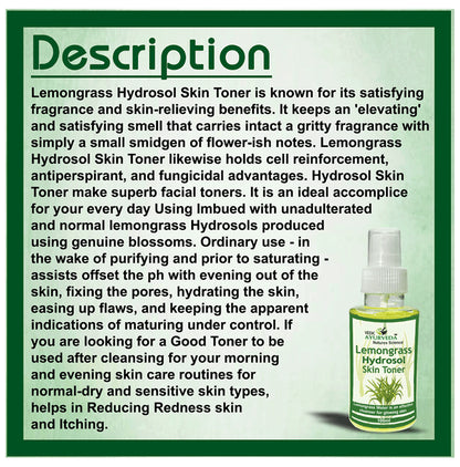 Vedic Ayurveda Lemongrass Hydrosol Skin Toner