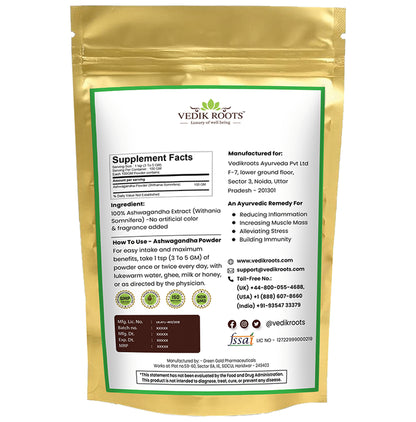 Vedikroots Ashwagandha Powder (100gm Each)