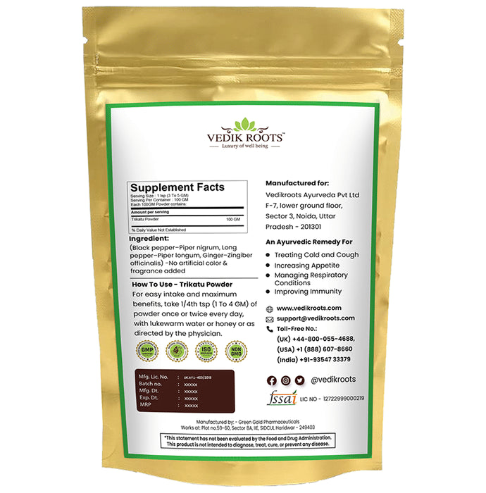 Vedikroots Trikatu Powder (100gm Each)