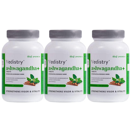 Vedistry Ashwagandha+ Tablets (60 Each) Buy 2 Get 1 Free - Classic Derma