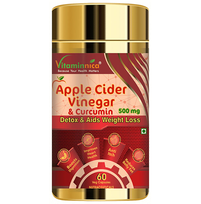 Vitaminnica Apple Cider Vinegar & Curcumin 500mg Veg Capsule - Classic Derma