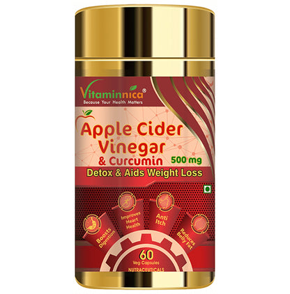 Vitaminnica Apple Cider Vinegar & Curcumin 500mg Veg Capsule - Classic Derma