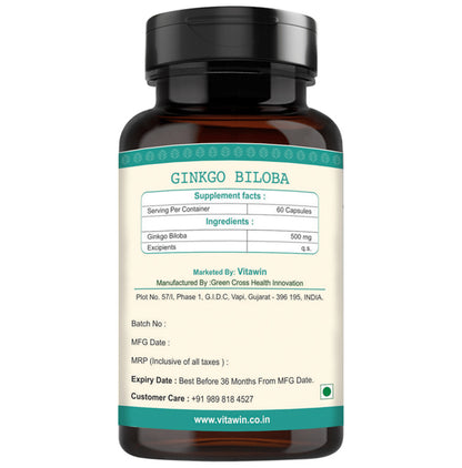 Vitawin Ginkgo Biloba 500mg Vegetarian Capsule