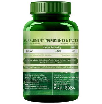 Vlado's Himalayan Organics Plant Based Calcium 650mg Vegetarian Capsule