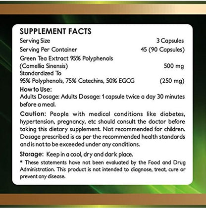 Vokin Biotech 100% Natural Green Tea Extract 500mg Capsule